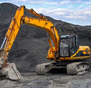 Excavator,Parked,Up,In,A,Slate,Quarry